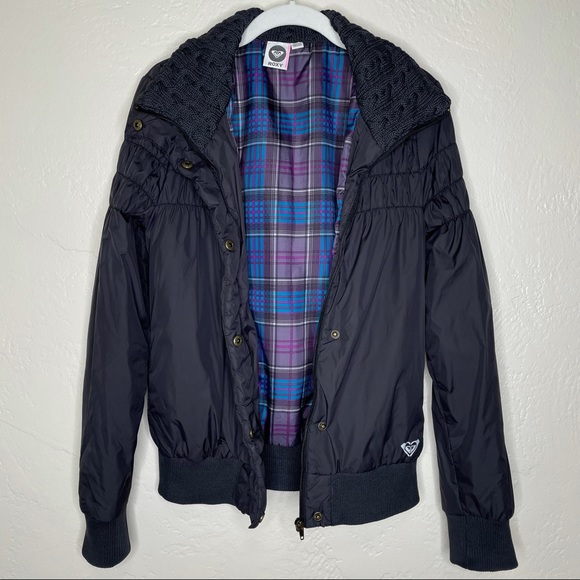 ROXY Puffer Winter Jacket w. Cable Knit Collar - M - Picture 5 of 10